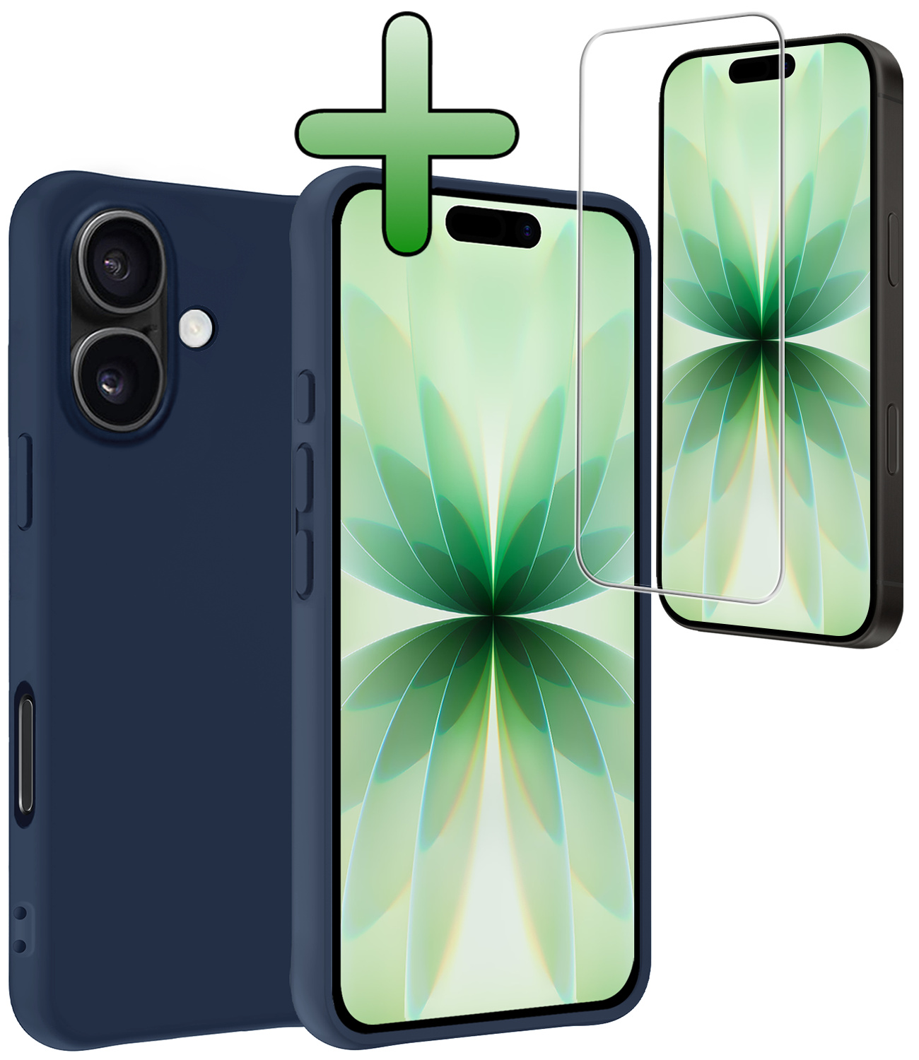 BASEY. BASEY. iPhone 17 Hoesje Siliconen Met Screenprotector Met Dichte Notch - Donkerblauw