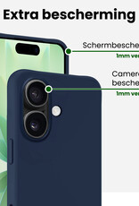 BASEY. BASEY. iPhone 17 Hoesje Siliconen Met Screenprotector Met Dichte Notch - Donkerblauw