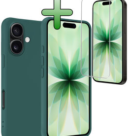 BASEY. BASEY. iPhone 17 Hoesje Siliconen Met Screenprotector Met Dichte Notch - Donkergroen