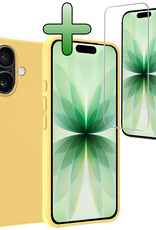 BASEY. BASEY. iPhone 17 Hoesje Siliconen Met Screenprotector Met Dichte Notch - Geel