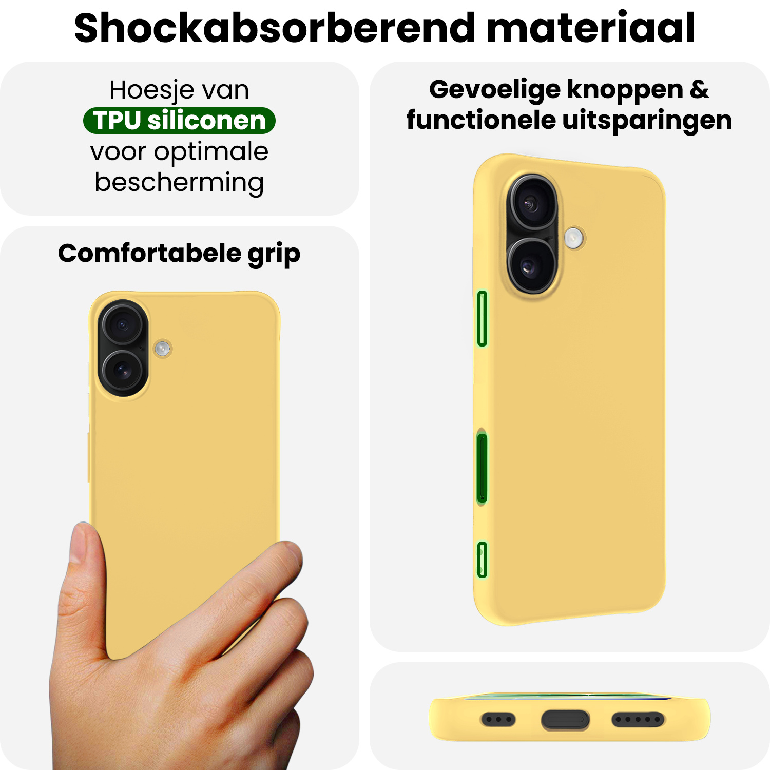 BASEY. BASEY. iPhone 17 Hoesje Siliconen Met Screenprotector Met Dichte Notch - Geel