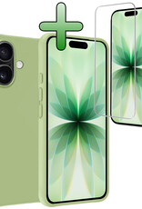 BASEY. BASEY. iPhone 17 Hoesje Siliconen Met Screenprotector Met Dichte Notch - Groen