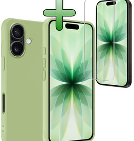 BASEY. BASEY. iPhone 17 Hoesje Siliconen Met Screenprotector Met Dichte Notch - Groen