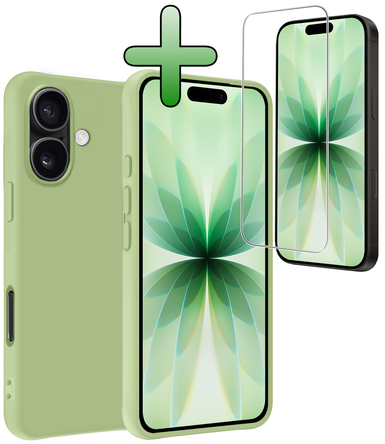 BASEY. BASEY. iPhone 17 Hoesje Siliconen Met Screenprotector Met Dichte Notch - Groen