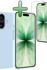 BASEY. BASEY. iPhone 17 Hoesje Siliconen Met Screenprotector Met Dichte Notch - Lichtblauw