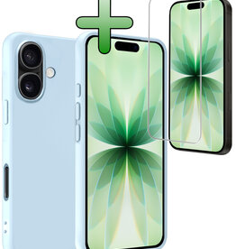 BASEY. BASEY. iPhone 17 Hoesje Siliconen Met Screenprotector Met Dichte Notch - Lichtblauw