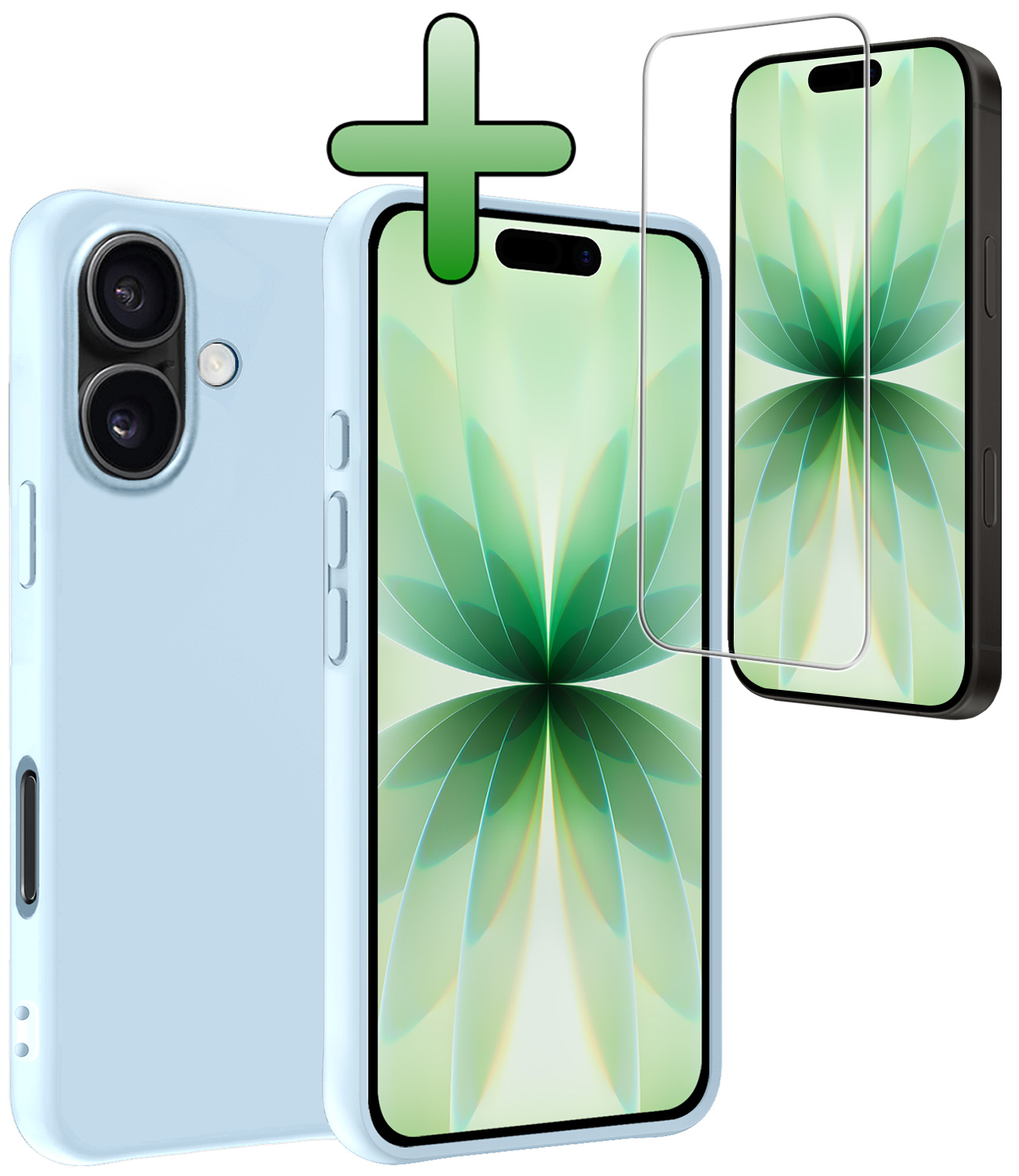 BASEY. BASEY. iPhone 17 Hoesje Siliconen Met Screenprotector Met Dichte Notch - Lichtblauw