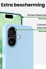 BASEY. BASEY. iPhone 17 Hoesje Siliconen Met Screenprotector Met Dichte Notch - Lichtblauw