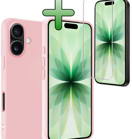 BASEY. BASEY. iPhone 17 Hoesje Siliconen Met Screenprotector Met Dichte Notch - Lichtroze