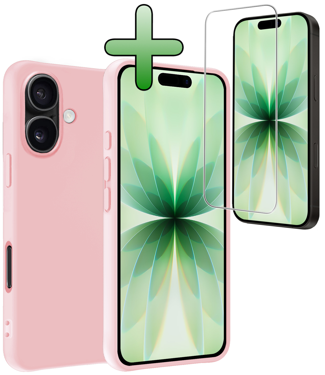 BASEY. BASEY. iPhone 17 Hoesje Siliconen Met Screenprotector Met Dichte Notch - Lichtroze