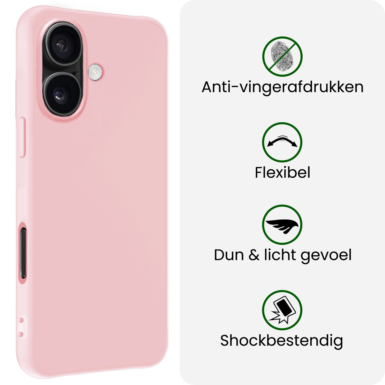 BASEY. BASEY. iPhone 17 Hoesje Siliconen Met Screenprotector Met Dichte Notch - Lichtroze