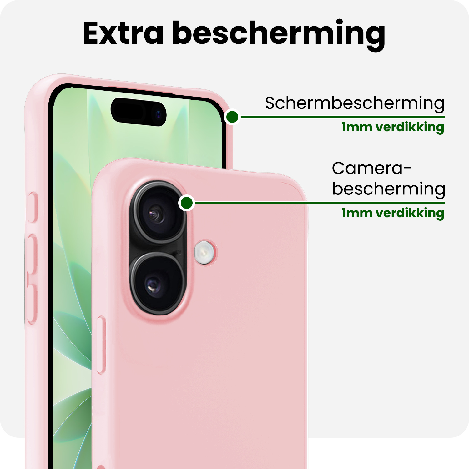 BASEY. BASEY. iPhone 17 Hoesje Siliconen Met Screenprotector Met Dichte Notch - Lichtroze