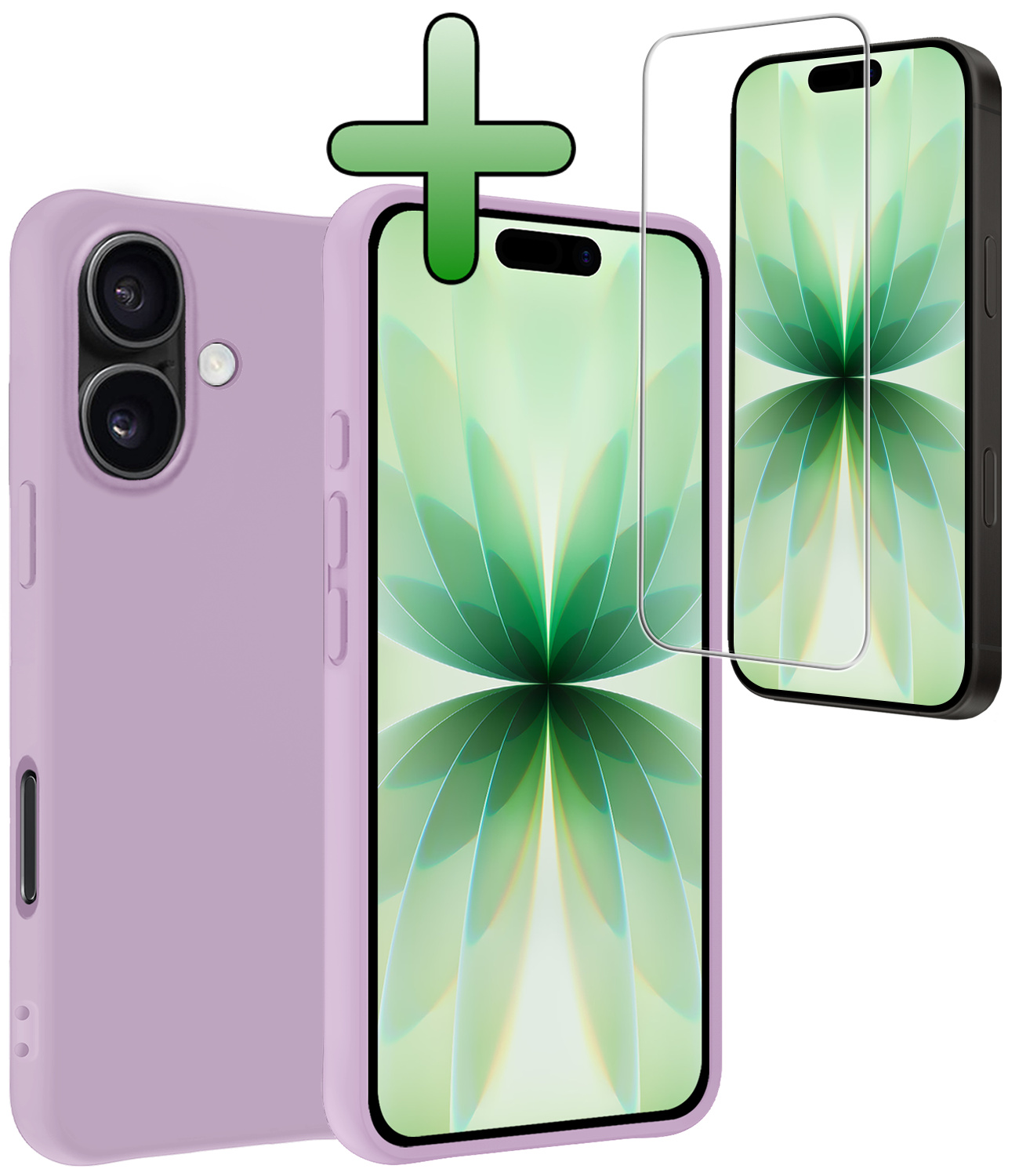 BASEY. BASEY. iPhone 17 Hoesje Siliconen Met Screenprotector Met Dichte Notch - Lila