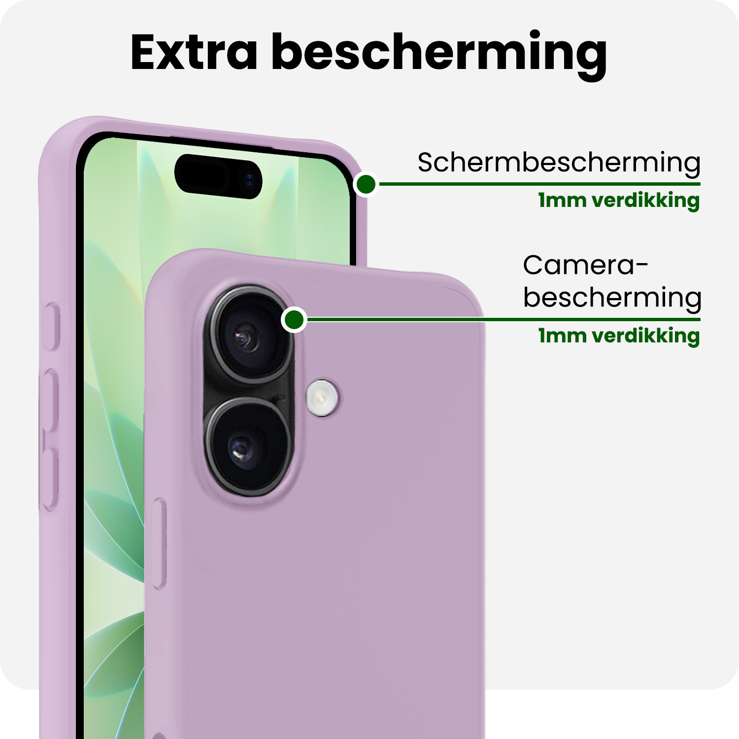 BASEY. BASEY. iPhone 17 Hoesje Siliconen Met Screenprotector Met Dichte Notch - Lila