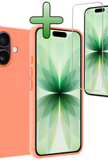 BASEY. BASEY. iPhone 17 Hoesje Siliconen Met Screenprotector Met Dichte Notch - Perzik