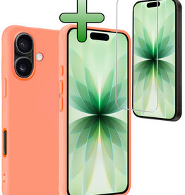 BASEY. BASEY. iPhone 17 Hoesje Siliconen Met Screenprotector Met Dichte Notch - Perzik