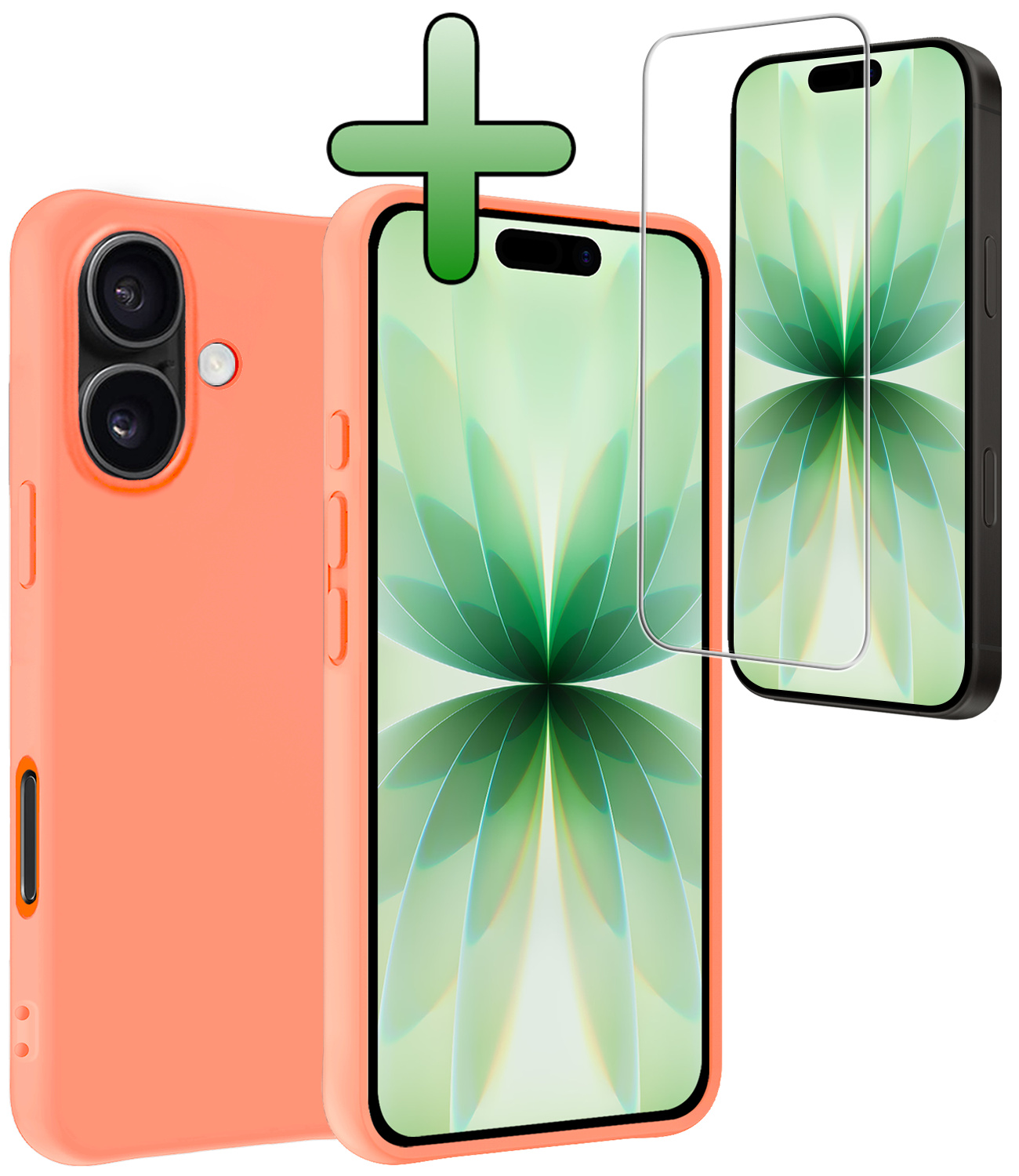 BASEY. BASEY. iPhone 17 Hoesje Siliconen Met Screenprotector Met Dichte Notch - Perzik