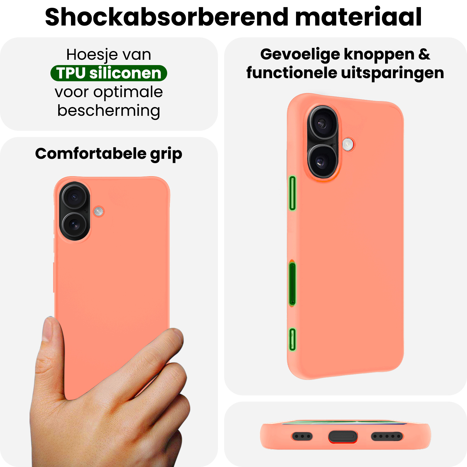 BASEY. BASEY. iPhone 17 Hoesje Siliconen Met Screenprotector Met Dichte Notch - Perzik