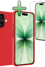BASEY. BASEY. iPhone 17 Hoesje Siliconen Met Screenprotector Met Dichte Notch - Rood