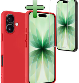 BASEY. BASEY. iPhone 17 Hoesje Siliconen Met Screenprotector Met Dichte Notch - Rood