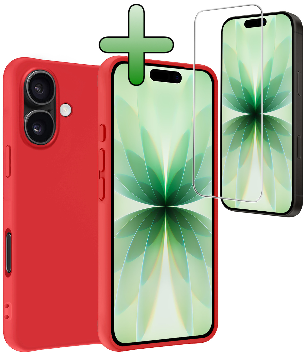 BASEY. BASEY. iPhone 17 Hoesje Siliconen Met Screenprotector Met Dichte Notch - Rood