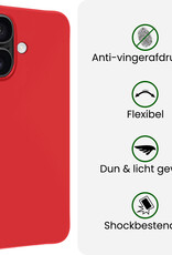 BASEY. BASEY. iPhone 17 Hoesje Siliconen Met Screenprotector Met Dichte Notch - Rood