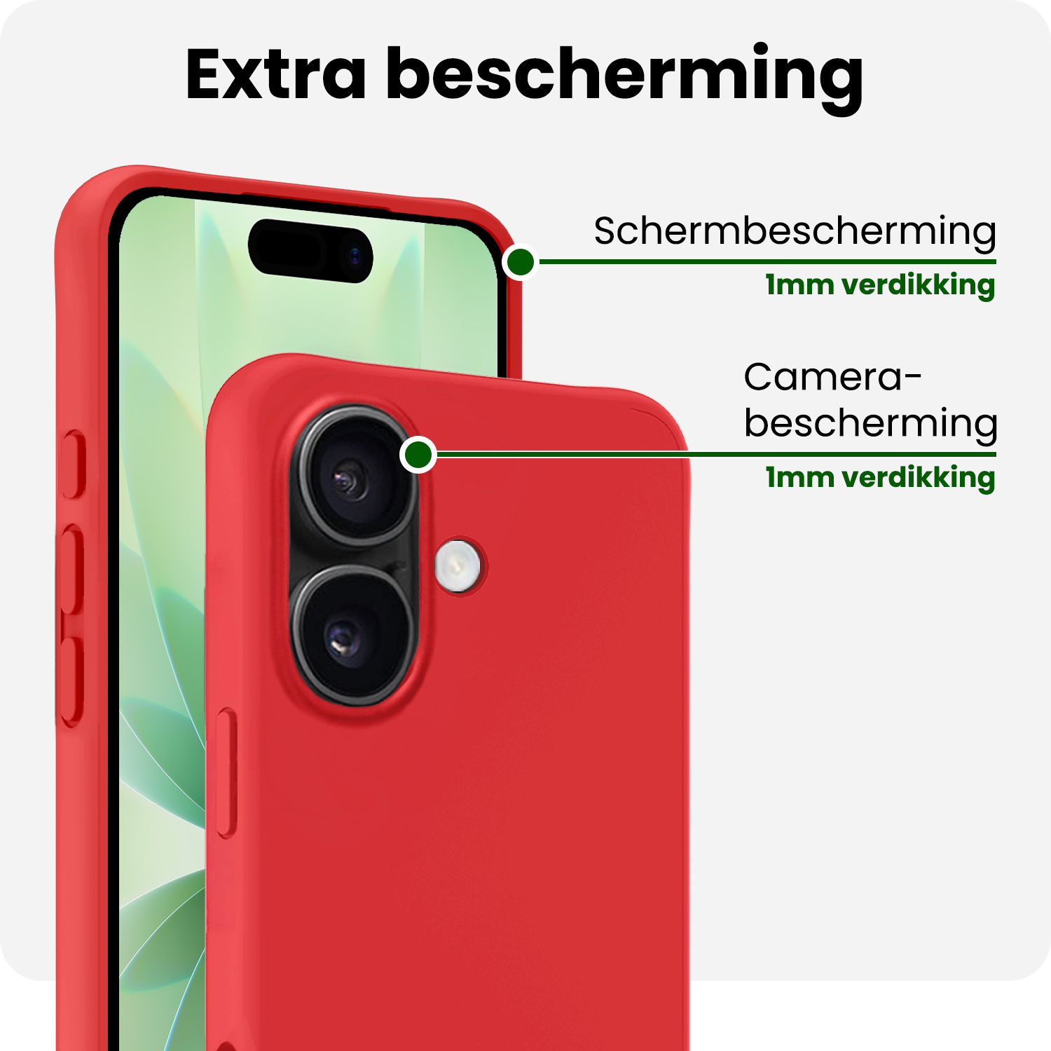 BASEY. BASEY. iPhone 17 Hoesje Siliconen Met Screenprotector Met Dichte Notch - Rood