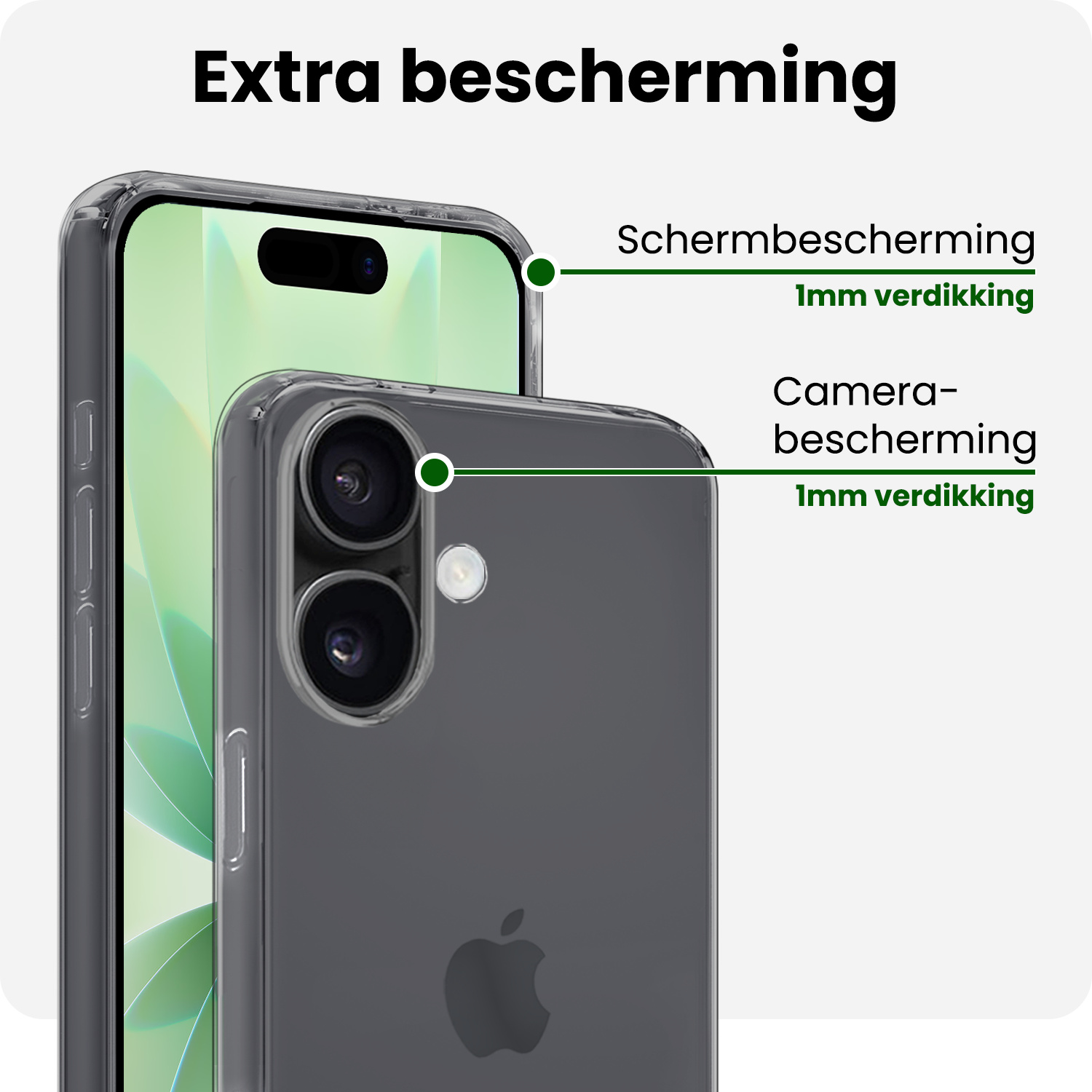 BASEY. BASEY. iPhone 17 Hoesje Siliconen Met Screenprotector Met Dichte Notch - Transparant