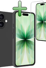 BASEY. BASEY. iPhone 17 Hoesje Siliconen Met Screenprotector Met Dichte Notch - Zwart