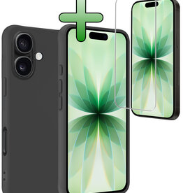 BASEY. BASEY. iPhone 17 Hoesje Siliconen Met Screenprotector Met Dichte Notch - Zwart