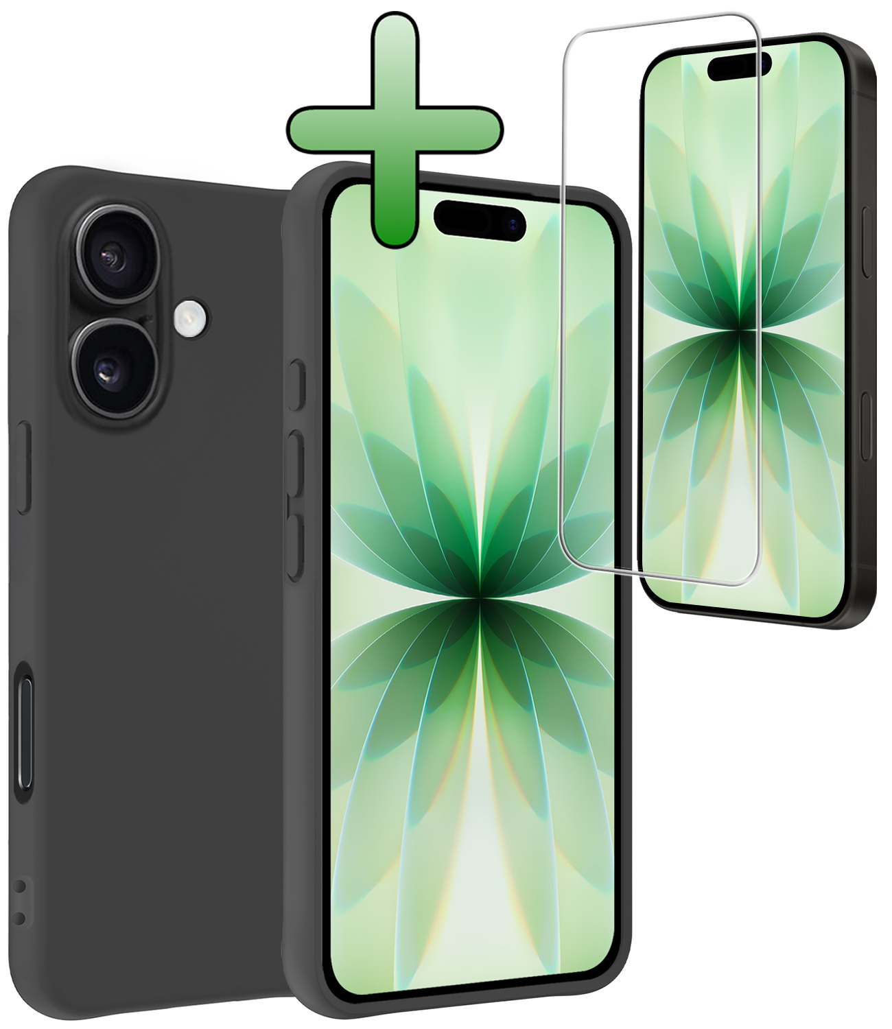 BASEY. BASEY. iPhone 17 Hoesje Siliconen Met Screenprotector Met Dichte Notch - Zwart