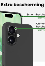 BASEY. BASEY. iPhone 17 Hoesje Siliconen Met Screenprotector Met Dichte Notch - Zwart