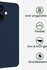 BASEY. BASEY. iPhone 17 Hoesje Siliconen Met 2x Screenprotector Met Dichte Notch - Donkerblauw