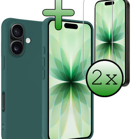 BASEY. BASEY. iPhone 17 Hoesje Siliconen Met 2x Screenprotector Met Dichte Notch - Donkergroen