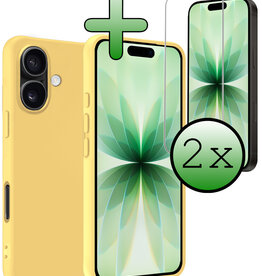 BASEY. BASEY. iPhone 17 Hoesje Siliconen Met 2x Screenprotector Met Dichte Notch - Geel