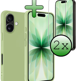 BASEY. BASEY. iPhone 17 Hoesje Siliconen Met 2x Screenprotector Met Dichte Notch - Groen
