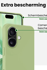 BASEY. BASEY. iPhone 17 Hoesje Siliconen Met 2x Screenprotector Met Dichte Notch - Groen