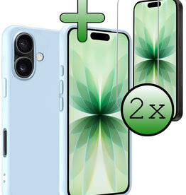 BASEY. BASEY. iPhone 17 Hoesje Siliconen Met 2x Screenprotector Met Dichte Notch - Lichtblauw