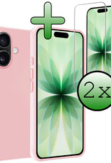 BASEY. BASEY. iPhone 17 Hoesje Siliconen Met 2x Screenprotector Met Dichte Notch - Lichtroze
