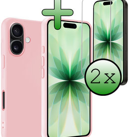BASEY. BASEY. iPhone 17 Hoesje Siliconen Met 2x Screenprotector Met Dichte Notch - Lichtroze
