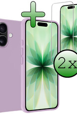 BASEY. BASEY. iPhone 17 Hoesje Siliconen Met 2x Screenprotector Met Dichte Notch - Lila