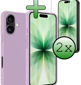 BASEY. BASEY. iPhone 17 Hoesje Siliconen Met 2x Screenprotector Met Dichte Notch - Lila