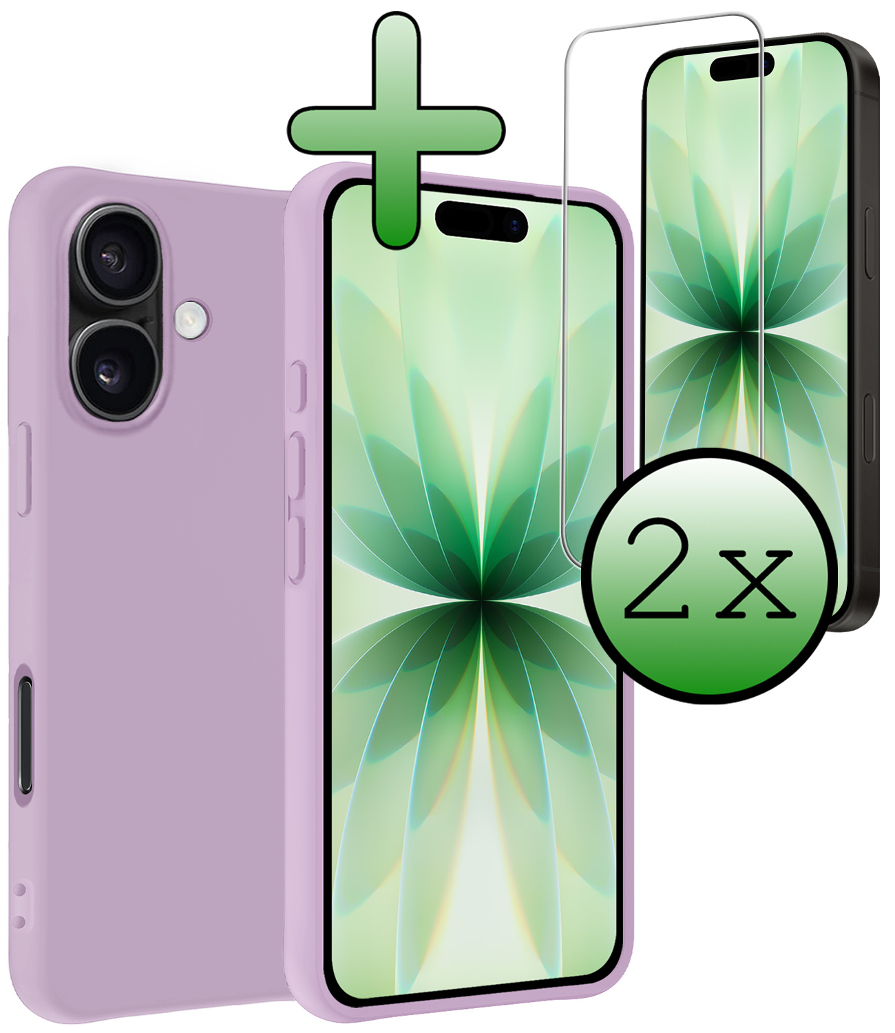 BASEY. BASEY. iPhone 17 Hoesje Siliconen Met 2x Screenprotector Met Dichte Notch - Lila