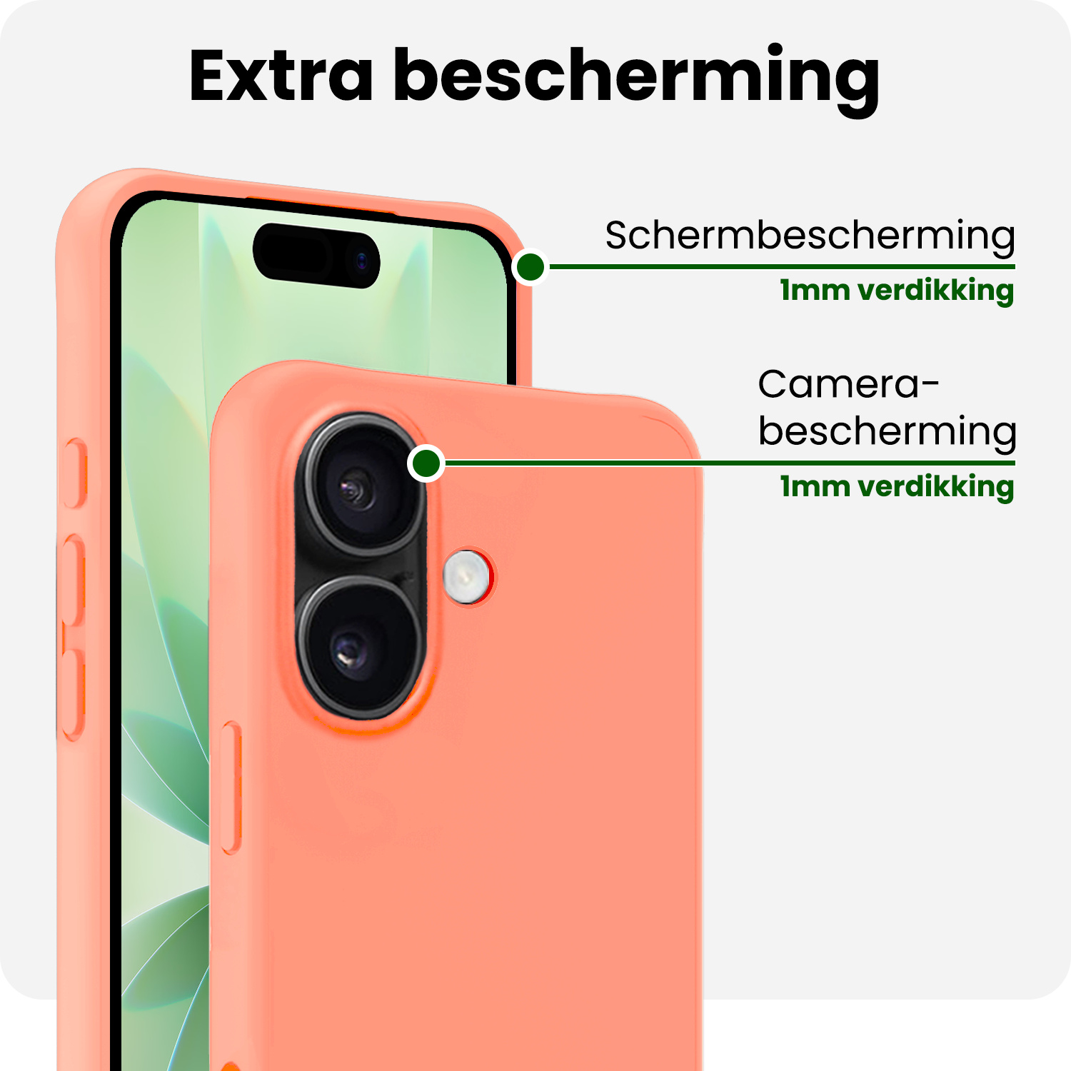 BASEY. BASEY. iPhone 17 Hoesje Siliconen Met 2x Screenprotector Met Dichte Notch - Perzik