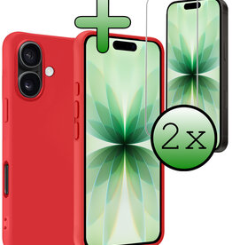 BASEY. BASEY. iPhone 17 Hoesje Siliconen Met 2x Screenprotector Met Dichte Notch - Rood