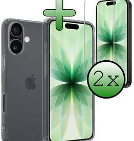 BASEY. BASEY. iPhone 17 Hoesje Siliconen Met 2x Screenprotector Met Dichte Notch - Transparant
