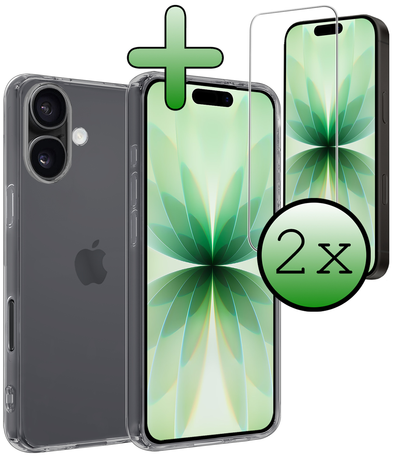 BASEY. BASEY. iPhone 17 Hoesje Siliconen Met 2x Screenprotector Met Dichte Notch - Transparant