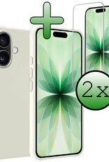 BASEY. BASEY. iPhone 17 Hoesje Siliconen Met 2x Screenprotector Met Dichte Notch - Wit