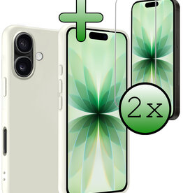 BASEY. BASEY. iPhone 17 Hoesje Siliconen Met 2x Screenprotector Met Dichte Notch - Wit
