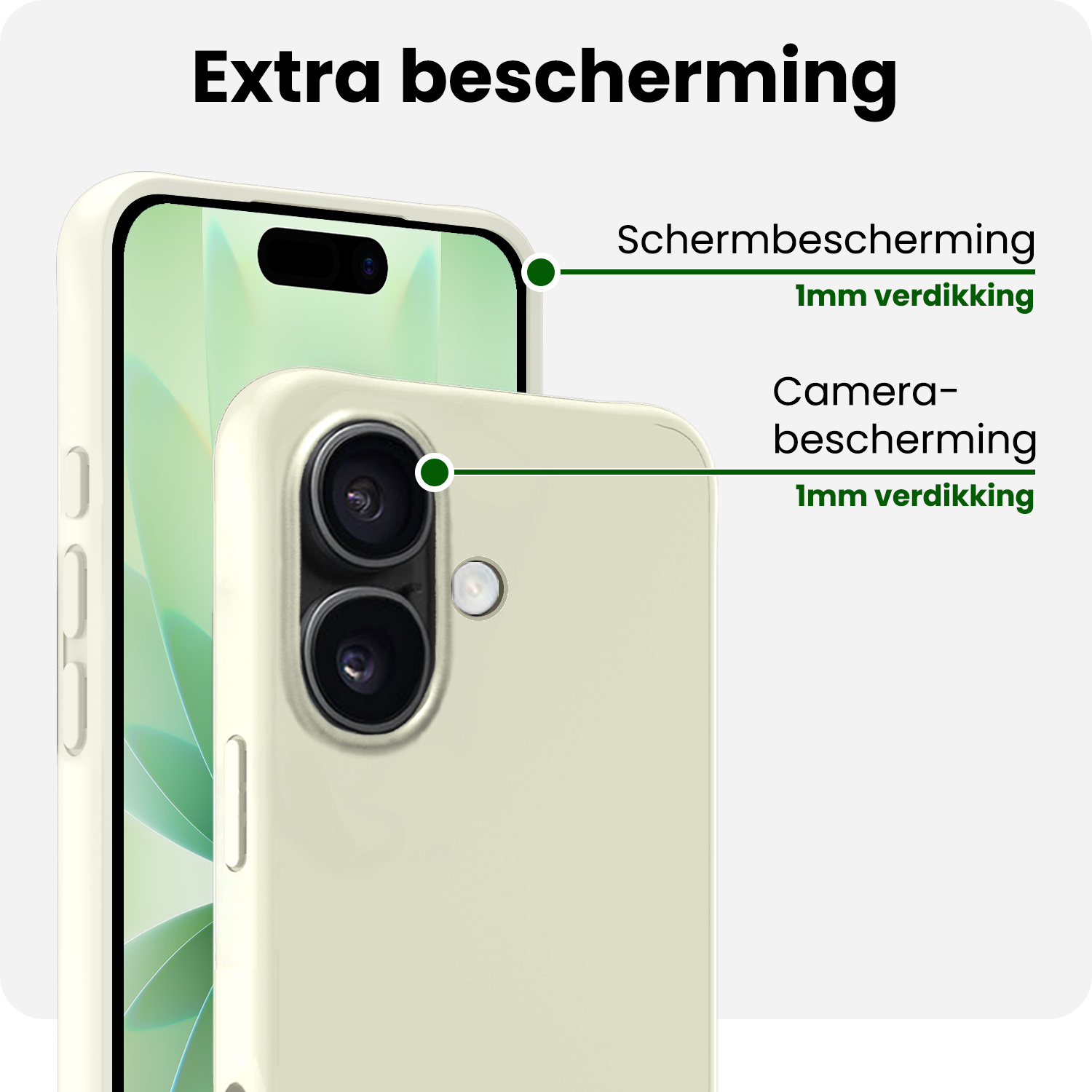 BASEY. BASEY. iPhone 17 Hoesje Siliconen Met 2x Screenprotector Met Dichte Notch - Wit